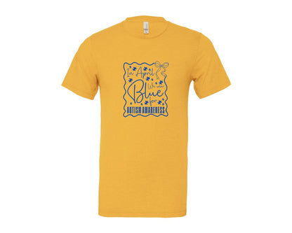 brand:Bella Canvas|color:Heather Yellow Gold|In April We Wear Blue Autism 2 Graphic T-Shirt