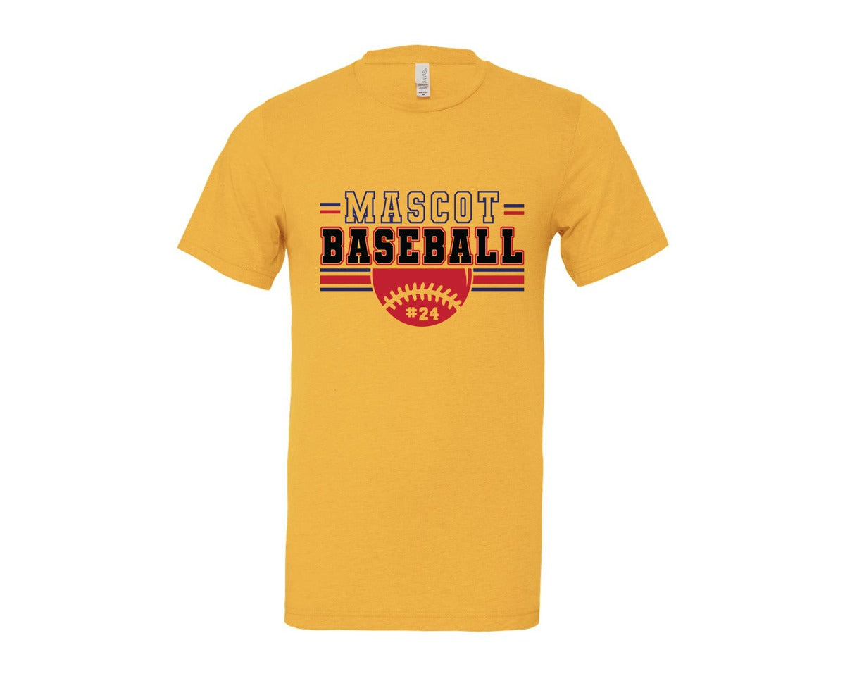 brand:Bella Canvas|color:Heather Yellow Gold|Baseball Shirt Baseball Team Graphic T-Shirt