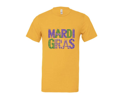 brand:Bella Canvas|color:Heather Yellow Gold|Mardi Gras Festive Des Graphic T-Shirt