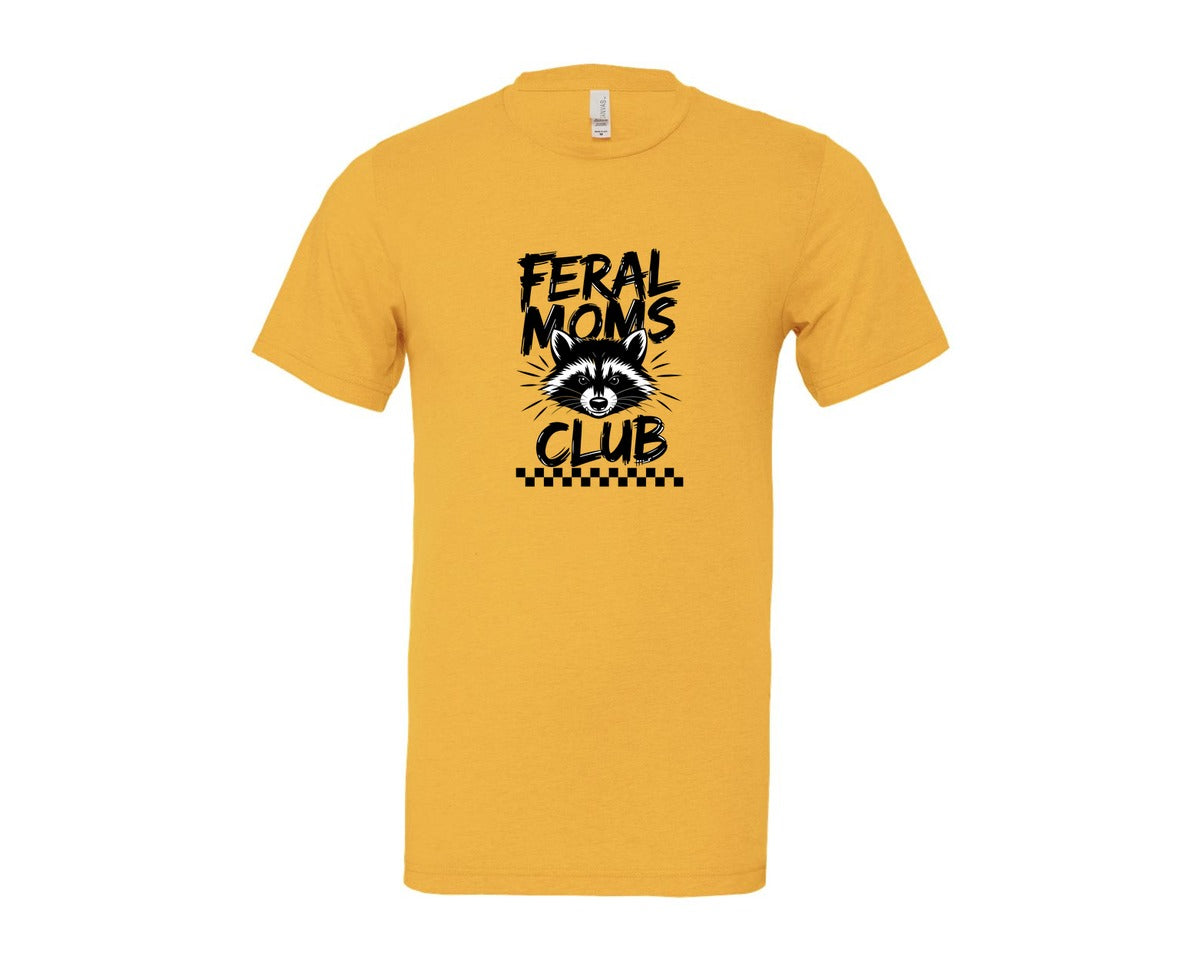 brand:Bella Canvas|color:Heather Yellow Gold|Feral Moms Club Mom Life Raccoon Graphic T-Shirt