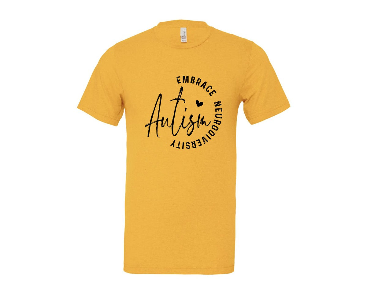 brand:Bella Canvas|color:Heather Yellow Gold|Embrace Neurodiversity Autism Graphic T-Shirt