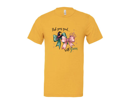 brand:Bella Canvas|color:Heather Yellow Gold|Pink Goes Good With Green 4 Graphic T-Shirt