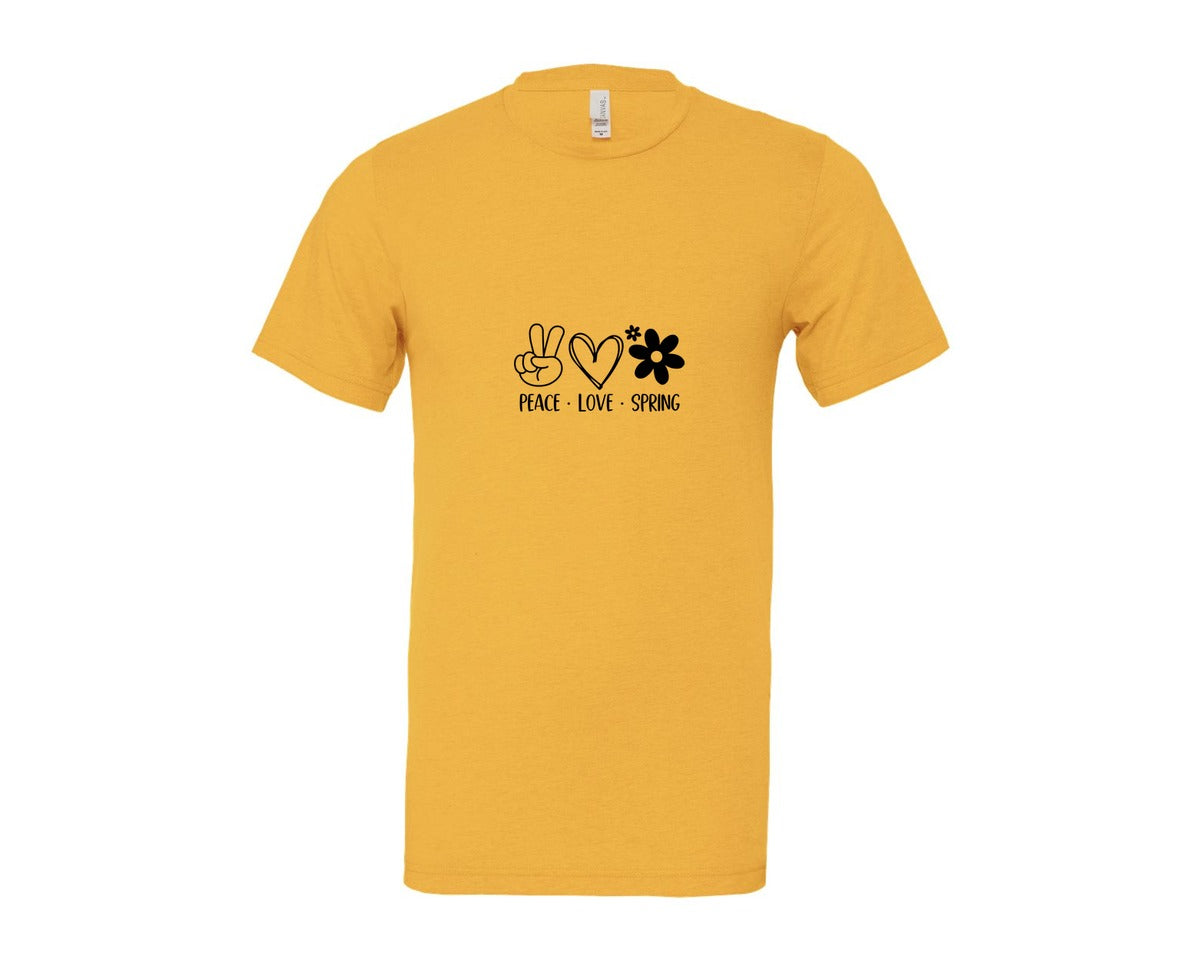 brand:Bella Canvas|color:Heather Yellow Gold|Peace Love Spring 4 Graphic T-Shirt