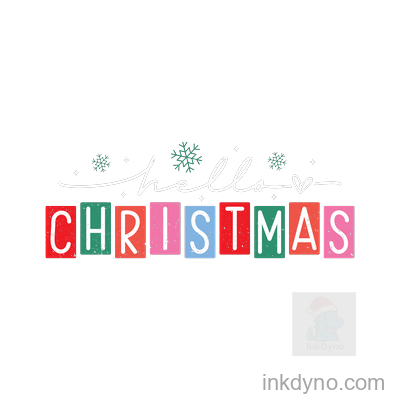 Hello Christmas Colorful Block Design Transfer — DTF Transfer