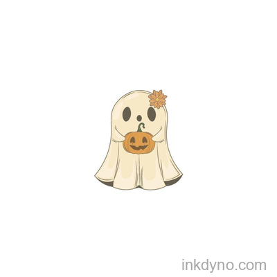 Retro Groovy Halloween Ghost with Pumpkin