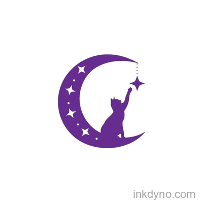 Silhouette of Cat Sitting on the Moon