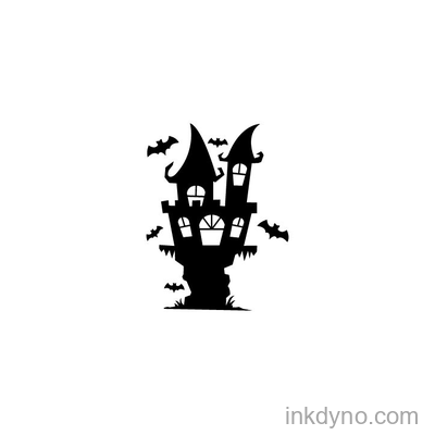 Spooky Castle with Bats - Halloween