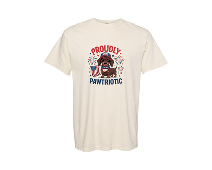 brand:Comfort Colors|color:Ivory|Proudly Pawtriotic Dog 4Th July Graphic T-Shirt