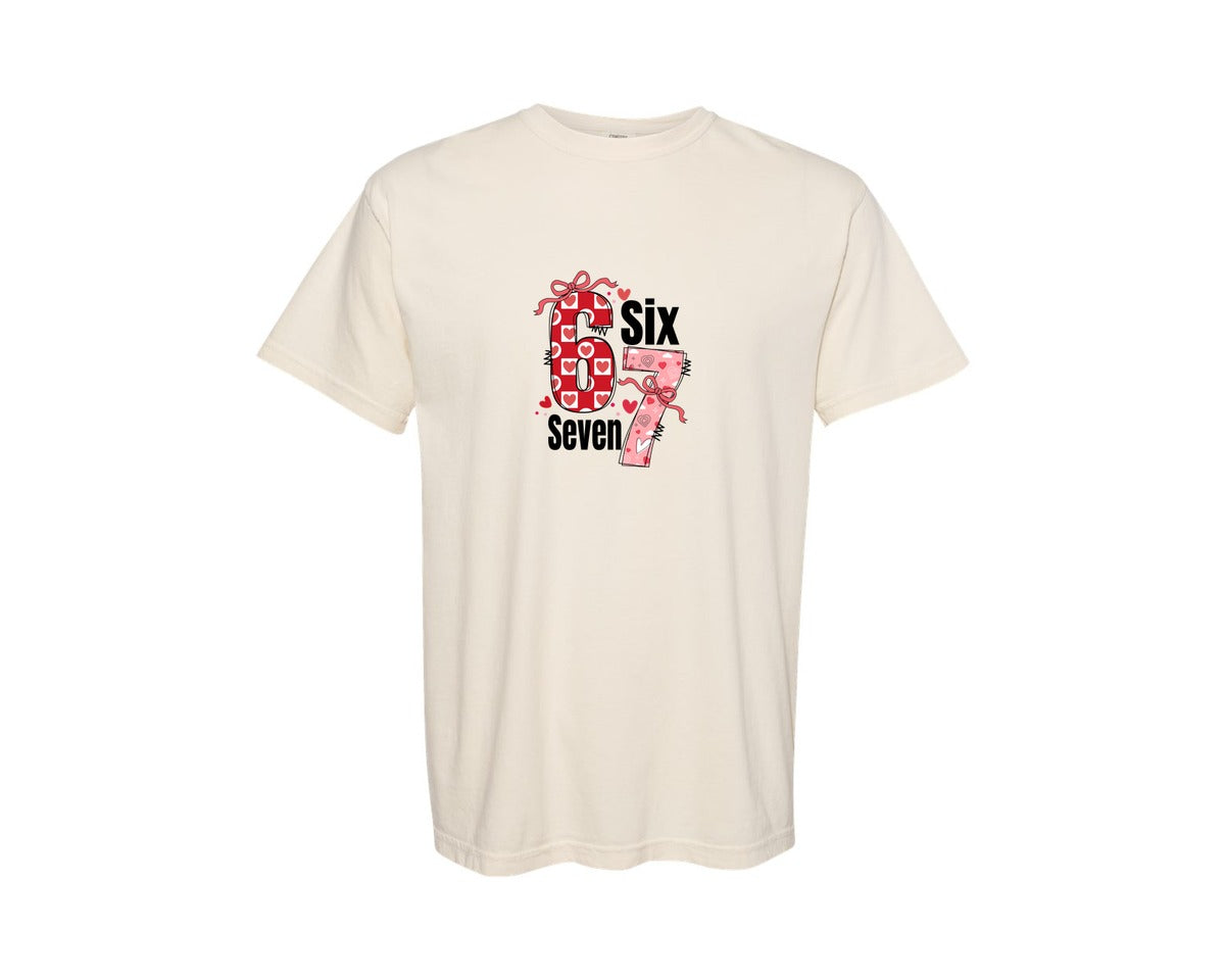brand:Comfort Colors|color:Ivory|Valentine Six Seven Viral Valentine Graphic T-Shirt