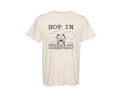 brand:Comfort Colors|color:Ivory|Hop In Bestie Sweatshirt Struggle Bus Graphic T-Shirt
