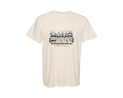 brand:Comfort Colors|color:Ivory|Funny Christmas Raccoon Design Graphic T-Shirt