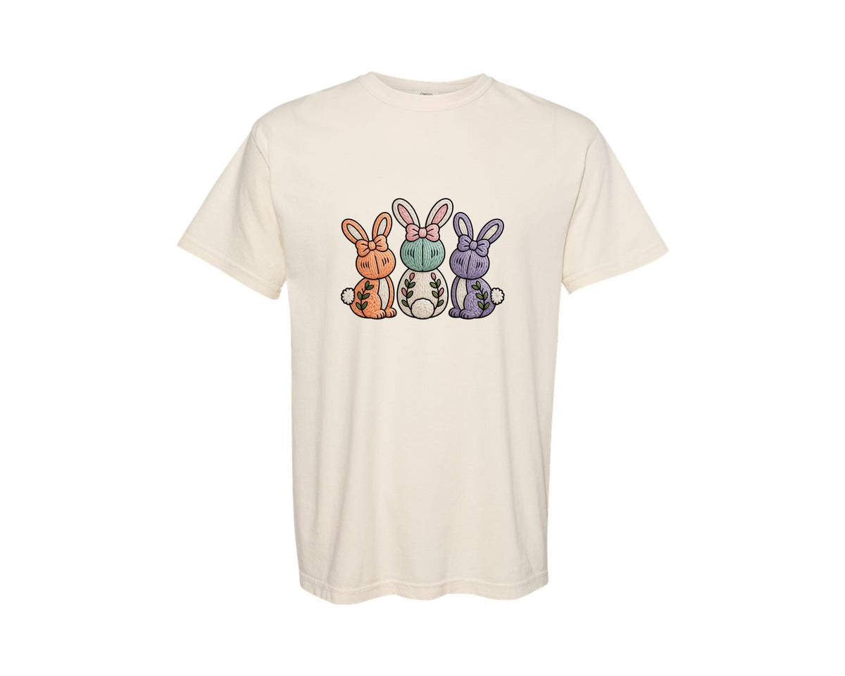 brand:Comfort Colors|color:Ivory|Chunky Yarn Easter Bunny Bunny Graphic T-Shirt