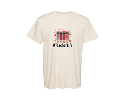 brand:Comfort Colors|color:Ivory|Teacher Valentine Teacher Heart Graphic T-Shirt