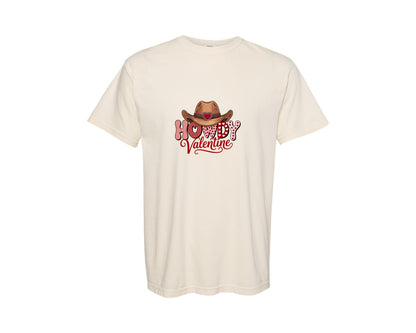 brand:Comfort Colors|color:Ivory|Howdy Valentine Cowboy Hat Graphic T-Shirt