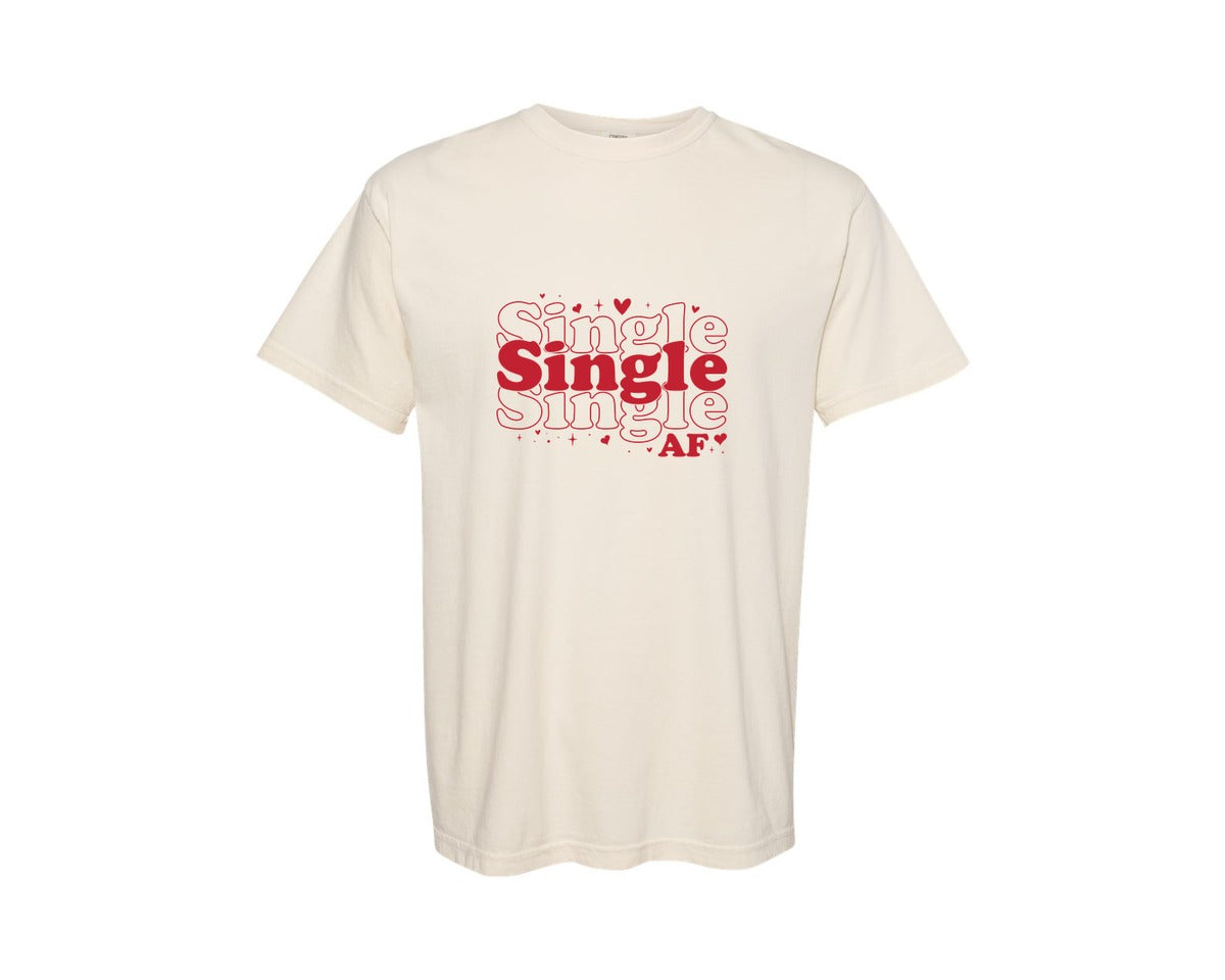 brand:Comfort Colors|color:Ivory|Single Af Funny Valentines Day 2 Graphic T-Shirt