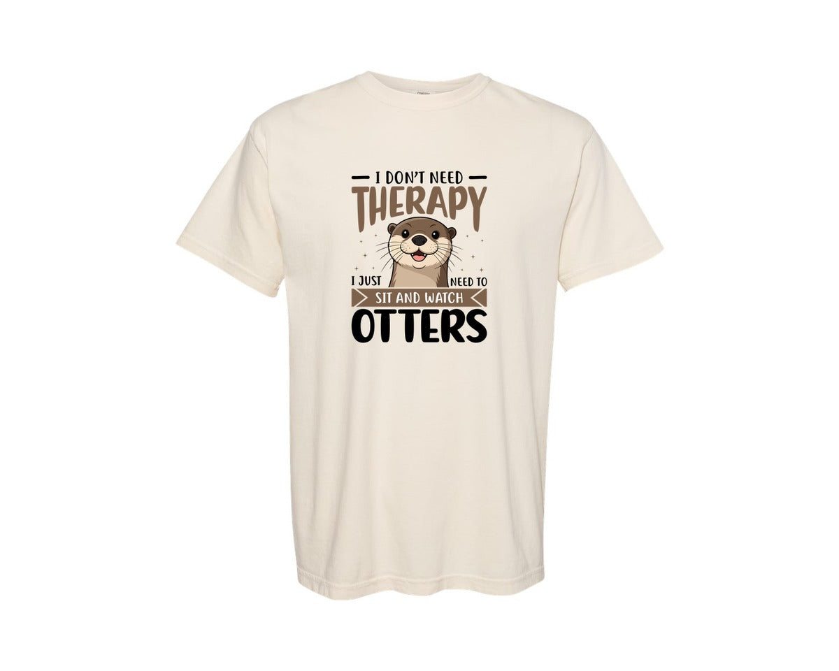 brand:Comfort Colors|color:Ivory|Funny Otter Therapy T Shirt Design Graphic T-Shirt
