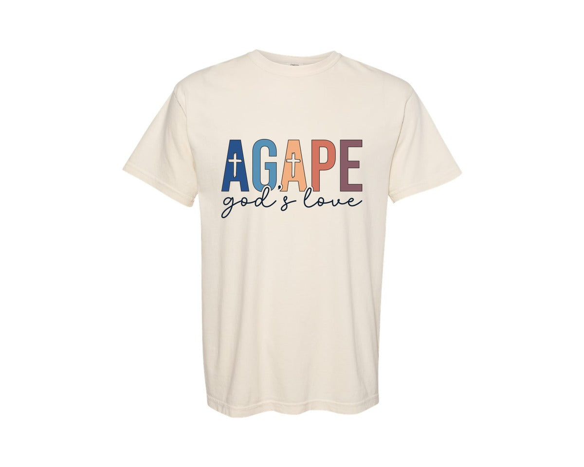 brand:Comfort Colors|color:Ivory|Agape Gods Love Christian Grace Graphic T-Shirt