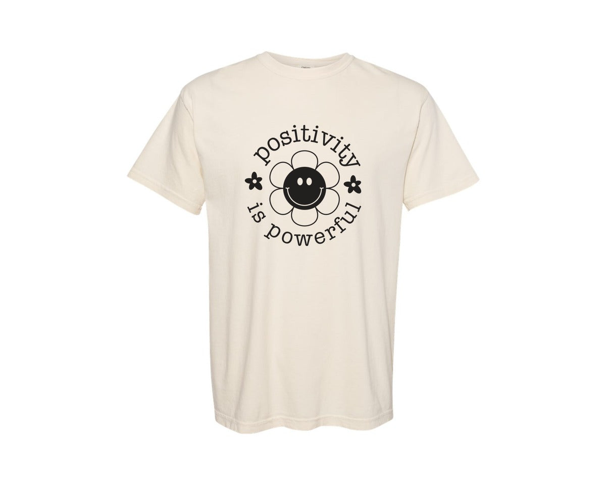 brand:Comfort Colors|color:Ivory|Positivity Is Powerful Motivational Graphic T-Shirt