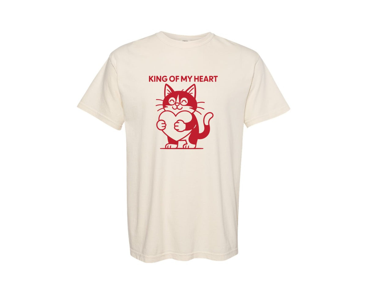 brand:Comfort Colors|color:Ivory|Valentine Love Cat Graphic T-Shirt