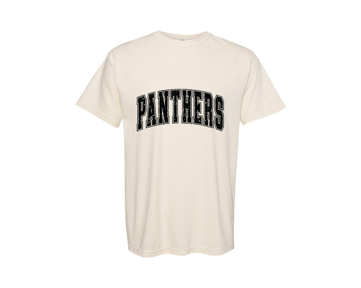 brand:Comfort Colors|color:Ivory|Distressed Panthers Retro Panther Graphic T-Shirt