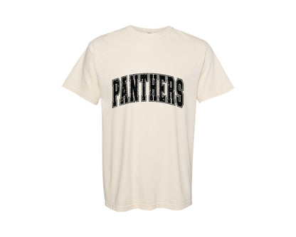 brand:Comfort Colors|color:Ivory|Distressed Panthers Retro Panther Graphic T-Shirt