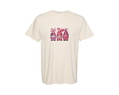 brand:Comfort Colors|color:Ivory|Three Cute Valentines Day Gnome Graphic T-Shirt