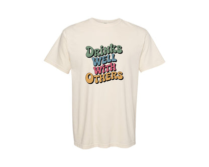 brand:Comfort Colors|color:Ivory|Drinks Well With Others Summer Graphic T-Shirt