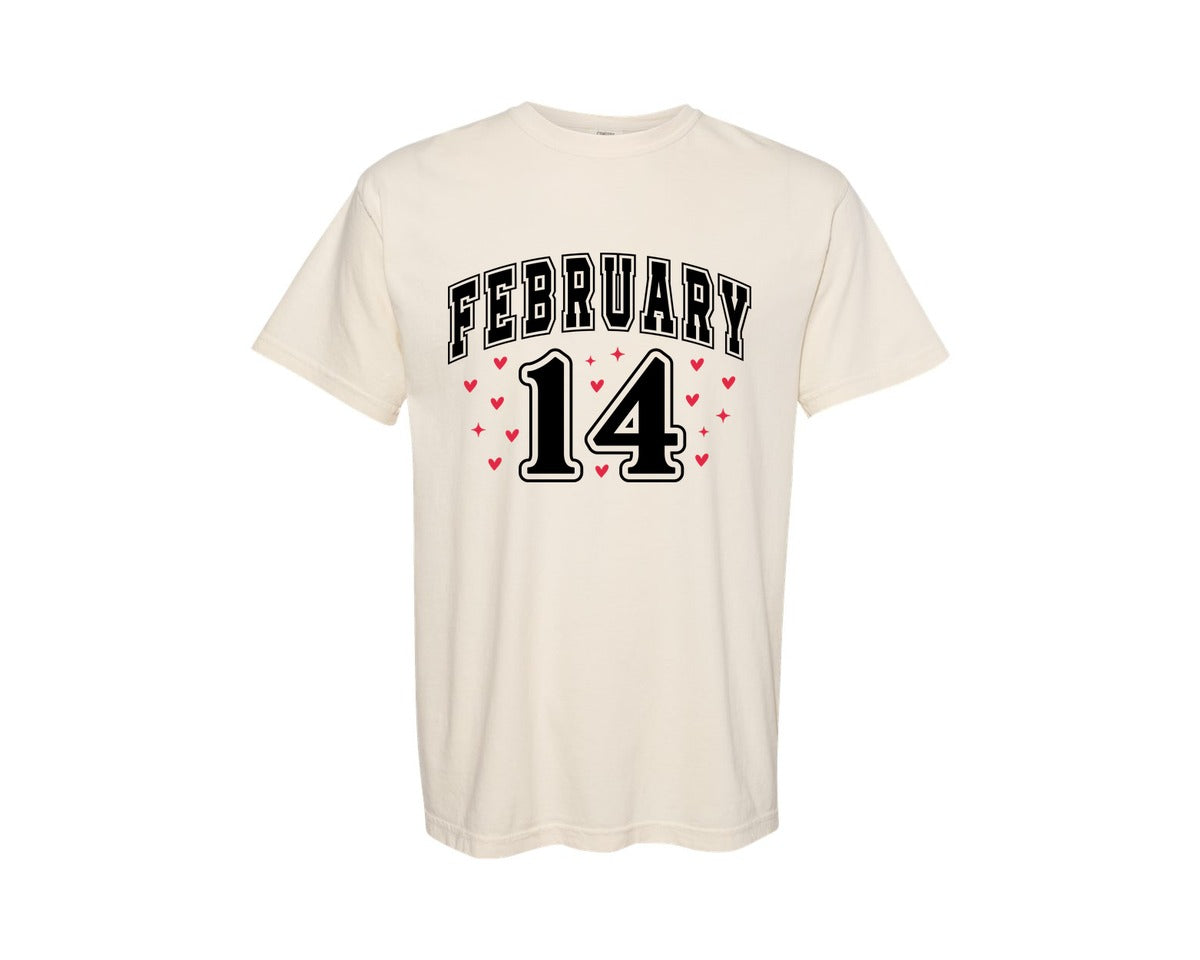 brand:Comfort Colors|color:Ivory|February 14 Valentines Day Graphic T-Shirt