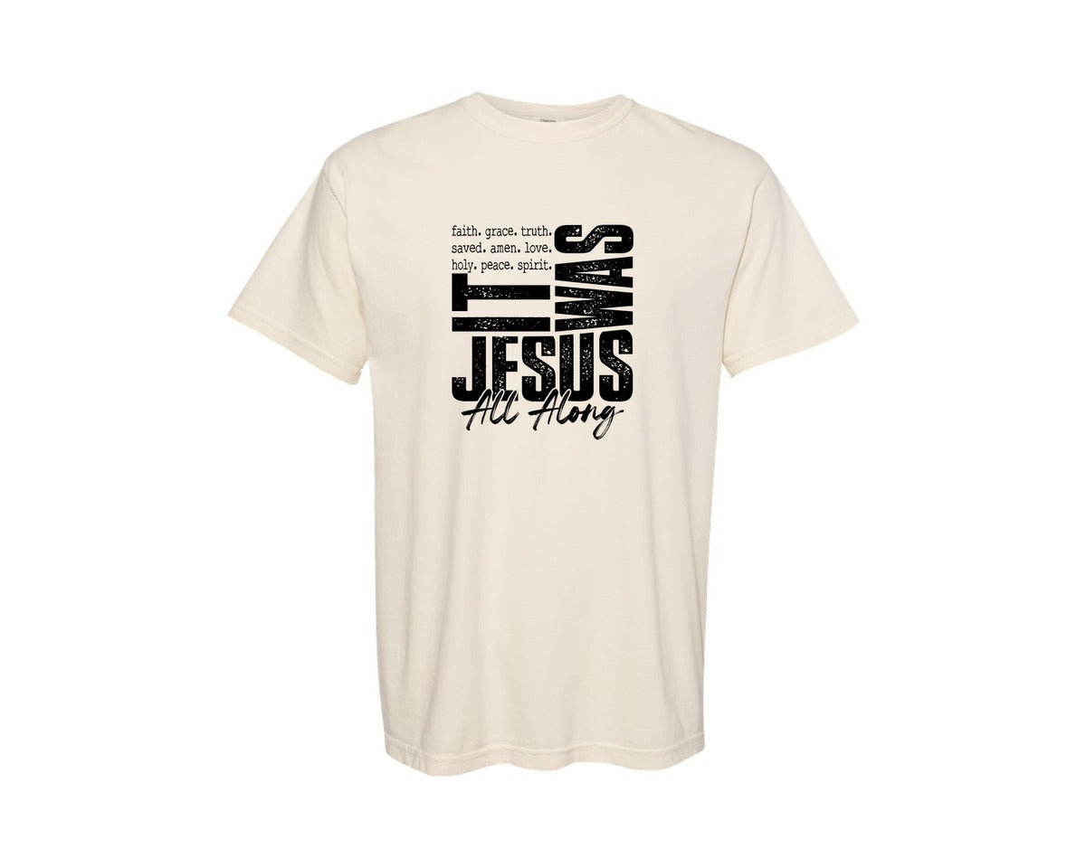 brand:Comfort Colors|color:Ivory|It Was Jesus All Along Svgjesus Graphic T-Shirt