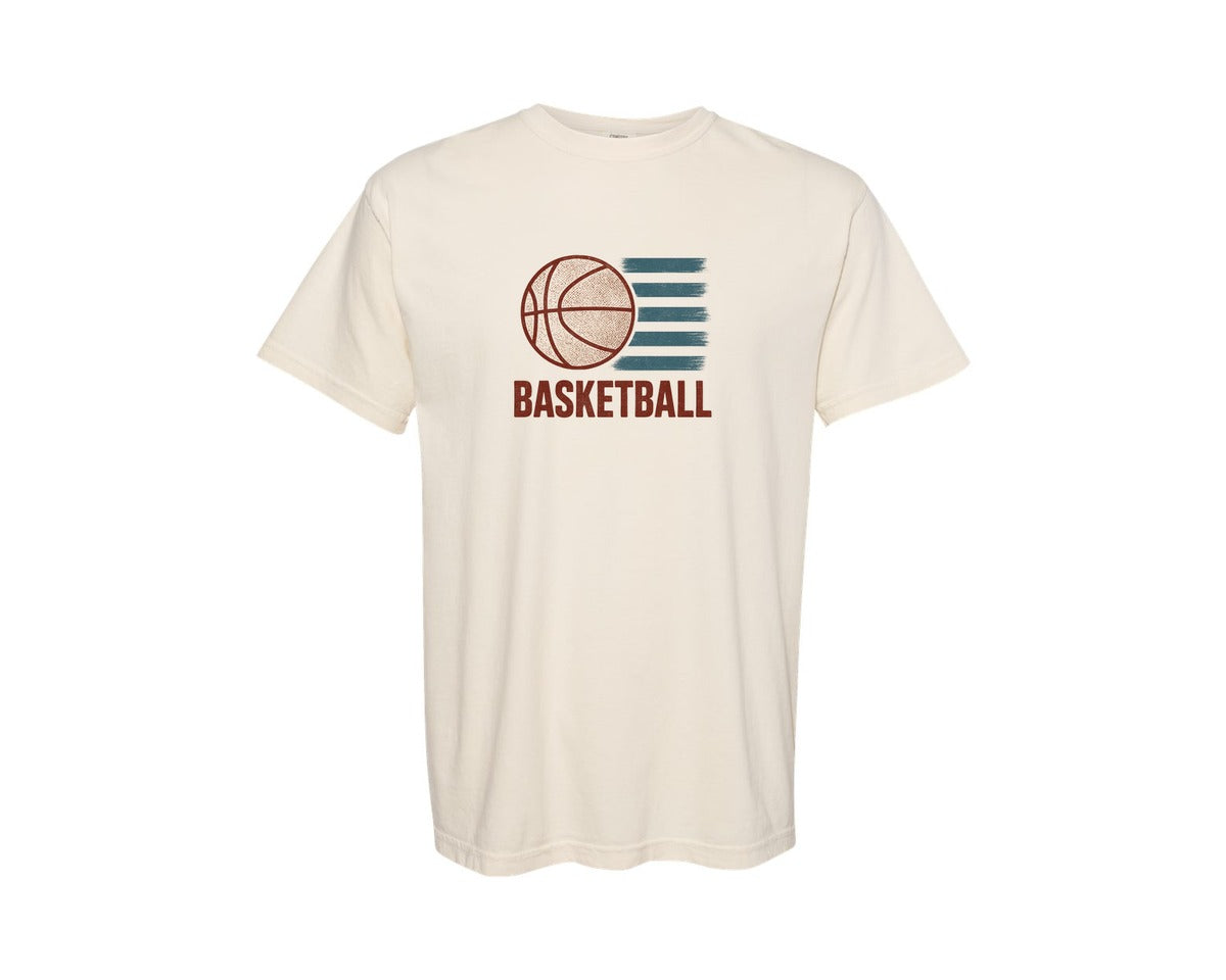 brand:Comfort Colors|color:Ivory|Retro Grunge Basketball Graphic T-Shirt