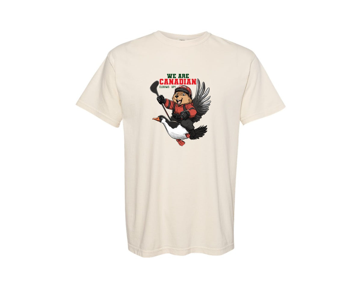 brand:Comfort Colors|color:Ivory|We Are Canada Elbows Up Graphic T-Shirt
