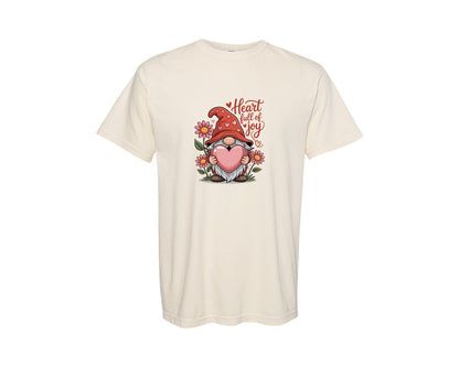 brand:Comfort Colors|color:Ivory|Whimsical Valentine Gnome Graphic T-Shirt