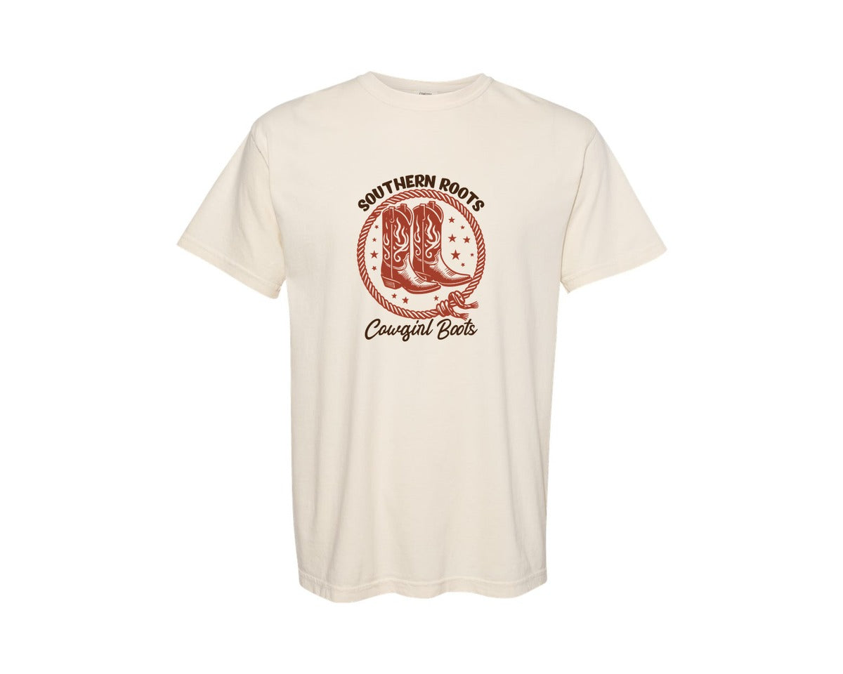 brand:Comfort Colors|color:Ivory|Southern Roots Cowgirl Boots Cowgir Graphic T-Shirt