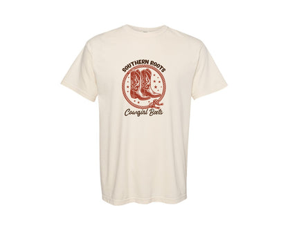brand:Comfort Colors|color:Ivory|Southern Roots Cowgirl Boots Cowgir Graphic T-Shirt