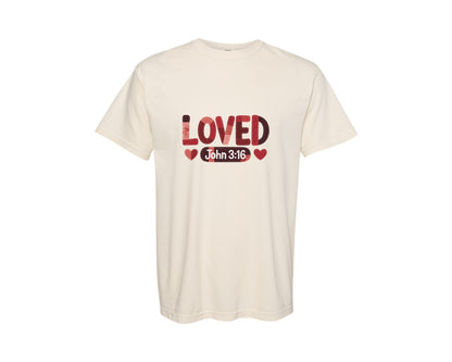 brand:Comfort Colors|color:Ivory|Christian Valentine Loved John 316 12 Graphic T-Shirt