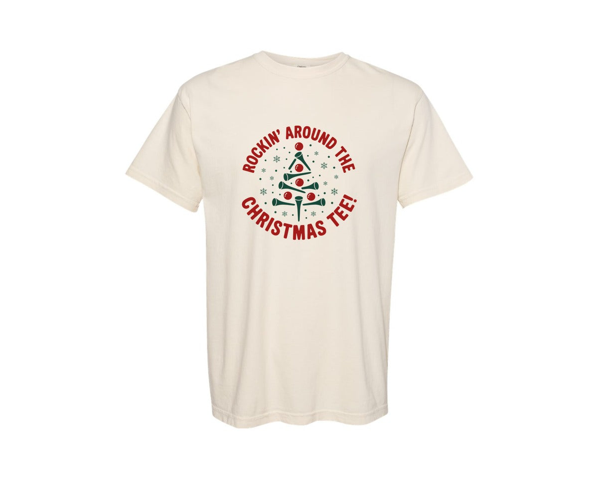 brand:Comfort Colors|color:Ivory|Christmas Golf Christmas Golfer Graphic T-Shirt