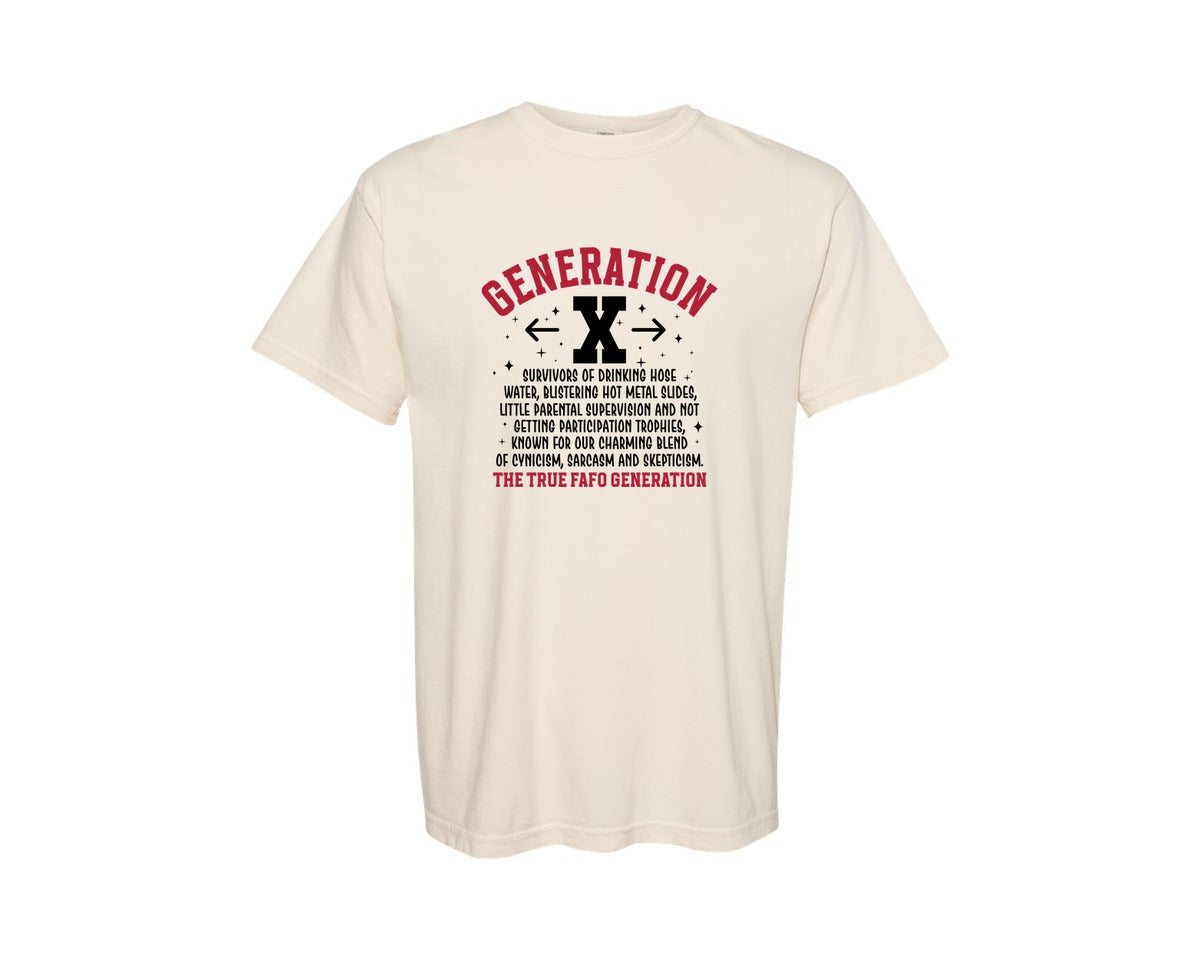brand:Comfort Colors|color:Ivory|Generation X Sarcasm Gen X Graphic T-Shirt