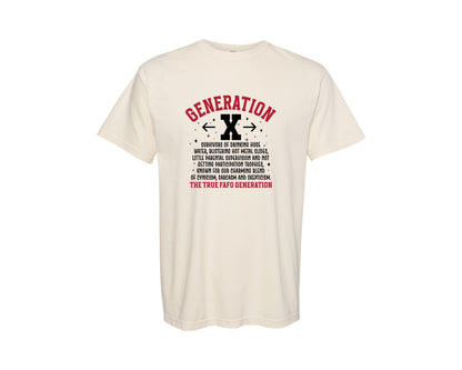 brand:Comfort Colors|color:Ivory|Generation X Sarcasm Gen X Graphic T-Shirt
