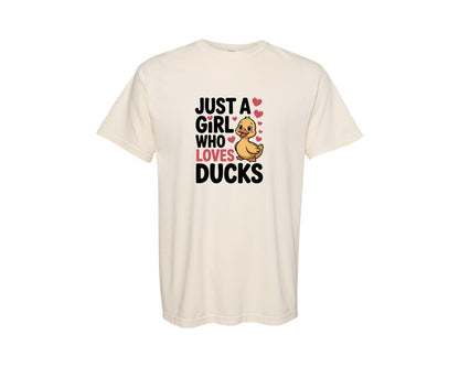 brand:Comfort Colors|color:Ivory|Just A Girl Who Loves Ducks T Shirt Graphic T-Shirt
