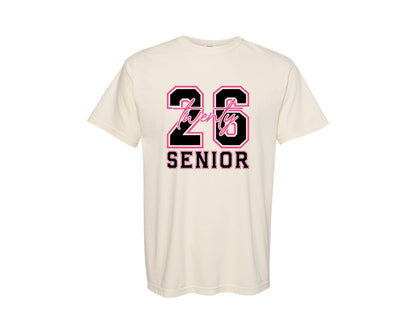 brand:Comfort Colors|color:Ivory|Senior 2026 Senior Coquette Bow 2 Graphic T-Shirt
