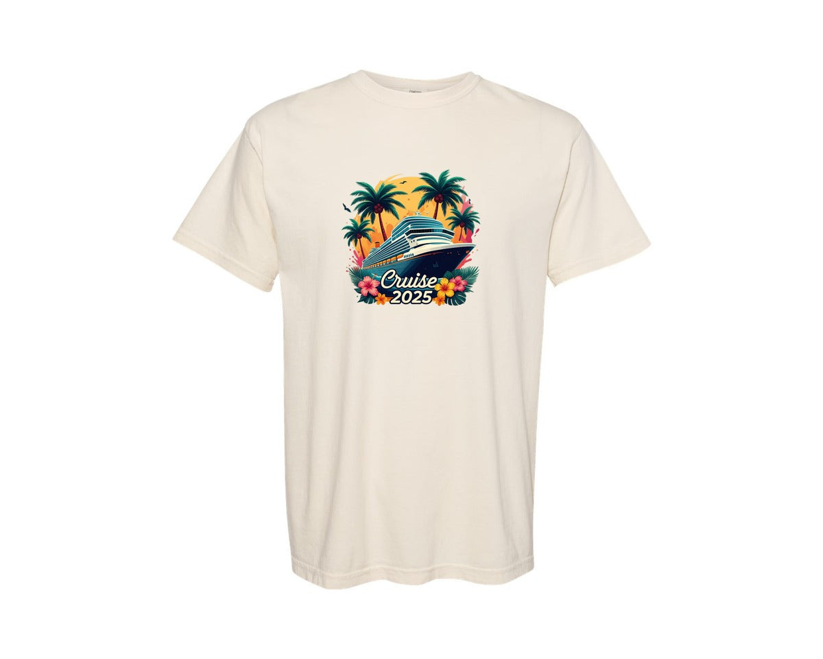 brand:Comfort Colors|color:Ivory|Nautical Vacation Summer Cruise Ship Graphic T-Shirt