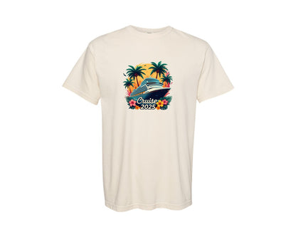 brand:Comfort Colors|color:Ivory|Nautical Vacation Summer Cruise Ship Graphic T-Shirt