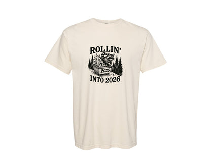 brand:Comfort Colors|color:Ivory|2026 Snarky New Year Funny Raccoon Graphic T-Shirt