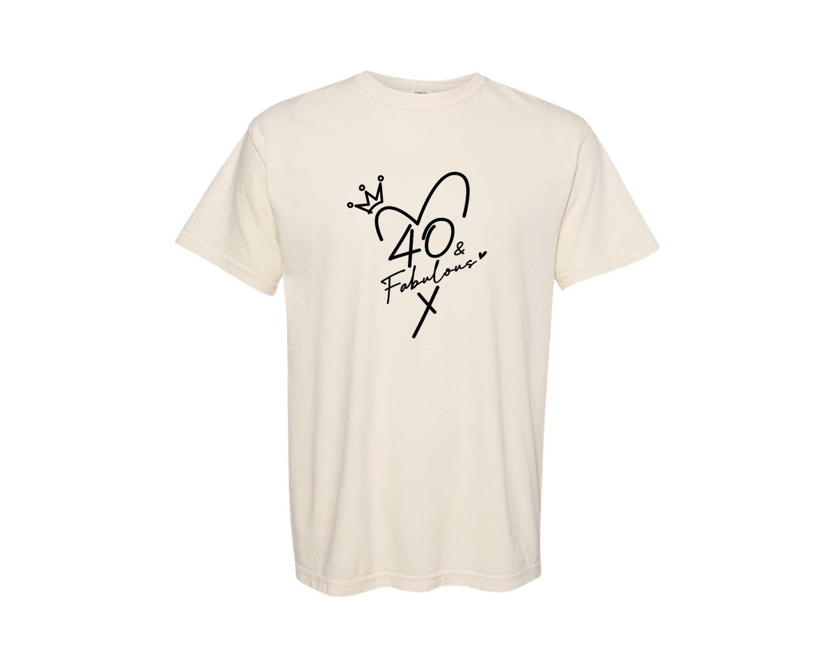 brand:Comfort Colors|color:Ivory|40 Fabulous 40Th Birthday Graphic T-Shirt