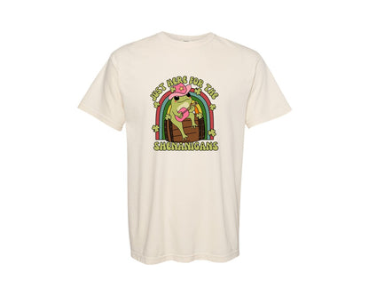 brand:Comfort Colors|color:Ivory|Just Here For The Shenanigans Graphic T-Shirt