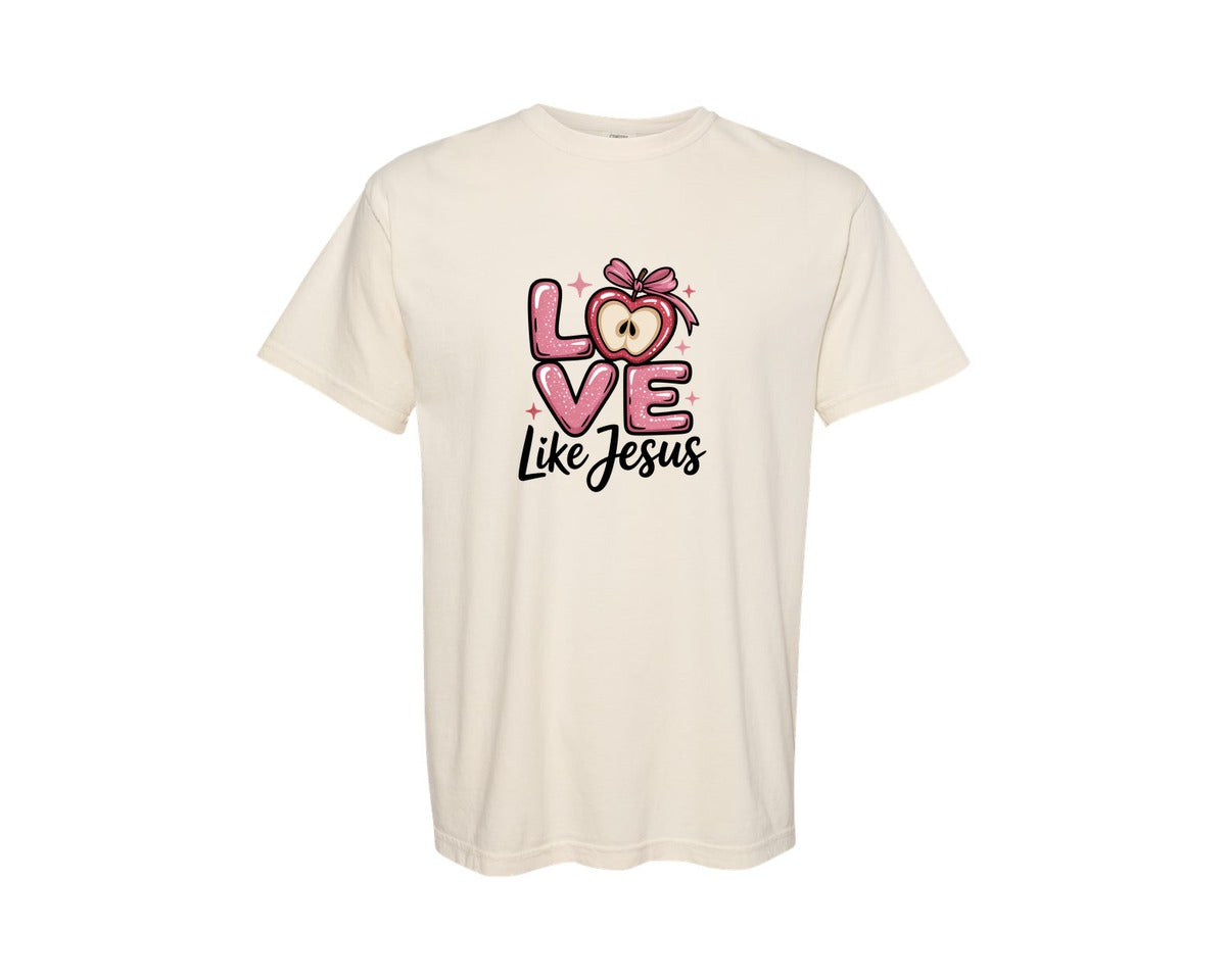 brand:Comfort Colors|color:Ivory|Love Like Jesus Christian Valentine 12 Graphic T-Shirt