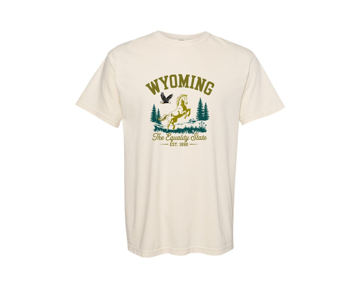 brand:Comfort Colors|color:Ivory|Wyoming The Equality State Us States Graphic T-Shirt