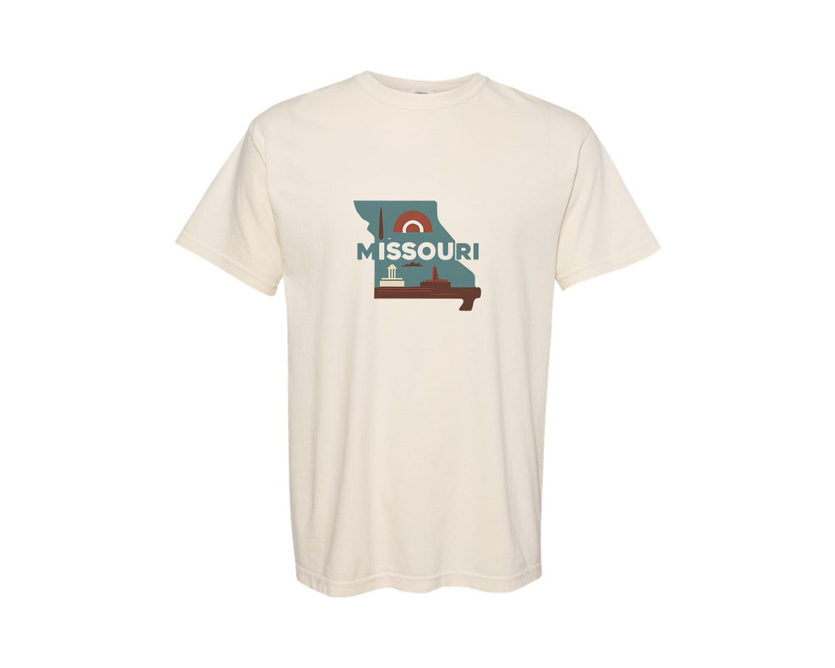 brand:Comfort Colors|color:Ivory|Missouri State Map 2 Graphic T-Shirt