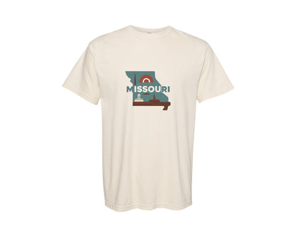 brand:Comfort Colors|color:Ivory|Missouri State Map 2 Graphic T-Shirt