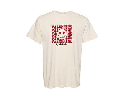 brand:Comfort Colors|color:Ivory|Valentine Cutie Retro Smile Face Graphic T-Shirt